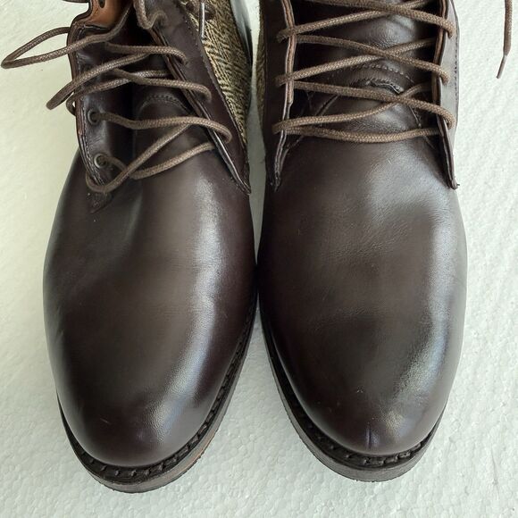 Size 9.5 D -Allen Edmonds Shaker Heights Brown/Tan Tweed Leather Boots Mens 8725 - Picture 3 of 7